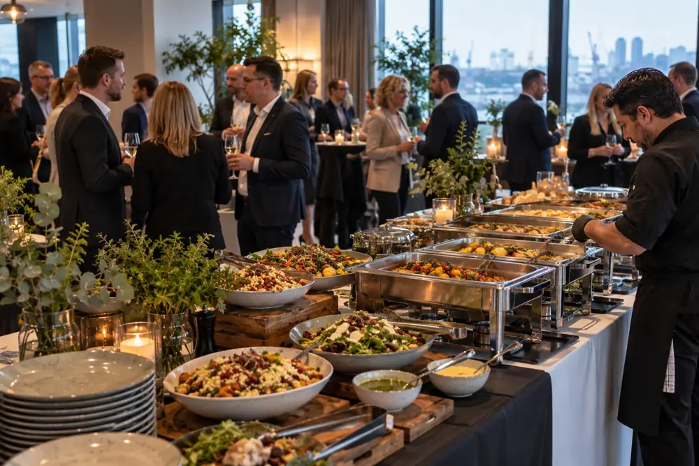 Business Event mit Buffet und Gästen